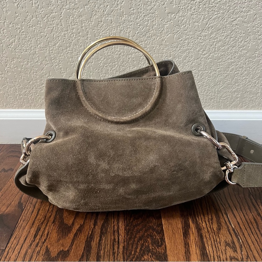 LIEBESKIND Berlin Ravenna Amal Olive Green Gold Ring Handle Cross body Bag Purse - Picture 12 of 16
